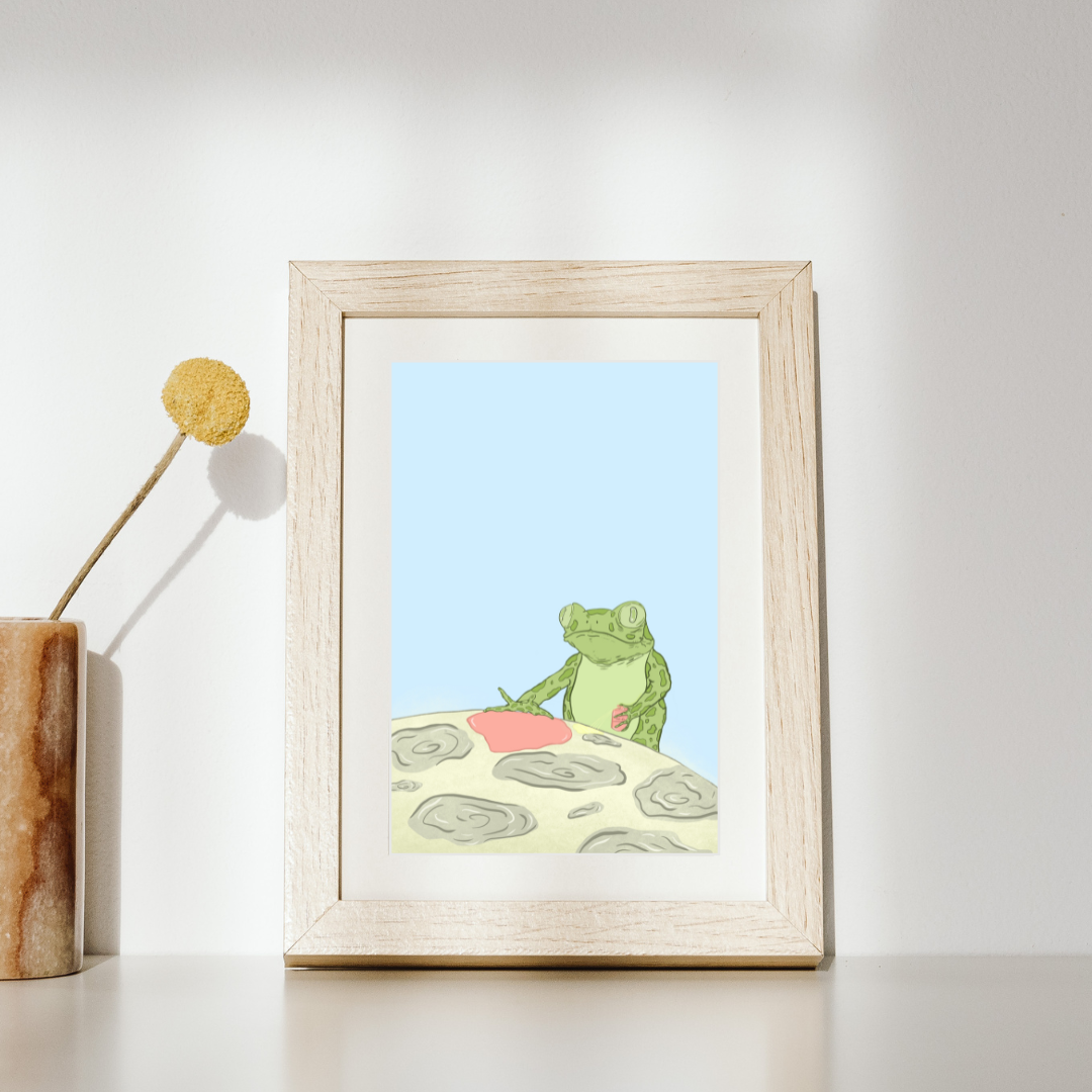 Frog polishing the moon